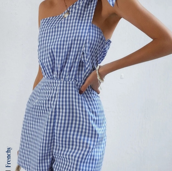 Gingham Romper, Large (fits like Med), blue - Picture 2 of 3